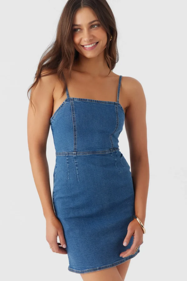 O’Neill Dresses^DARBIE STRETCH DENIM DRESS BLUE GRASS WASH