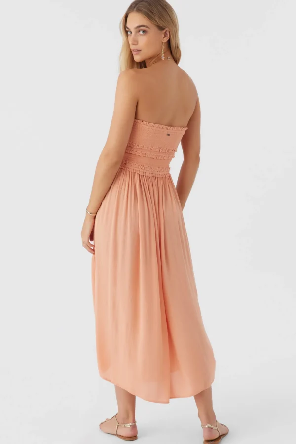 O’Neill Dresses^DEVYN SMOCKED STRAPLESS MIDI DRESS CANYON SUNSET