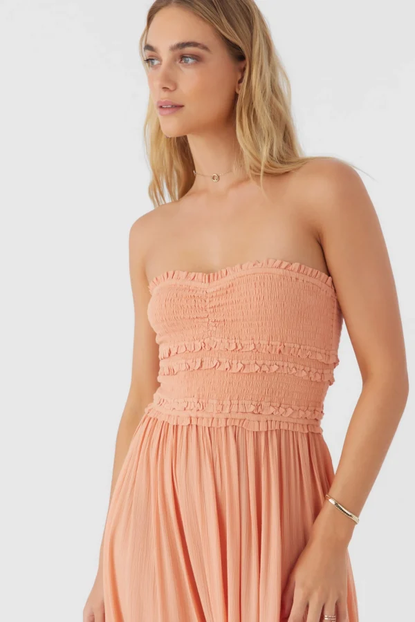 O’Neill Dresses^DEVYN SMOCKED STRAPLESS MIDI DRESS CANYON SUNSET