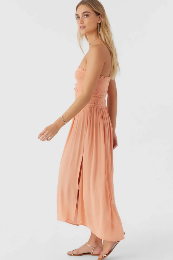 O’Neill Dresses^DEVYN SMOCKED STRAPLESS MIDI DRESS CANYON SUNSET