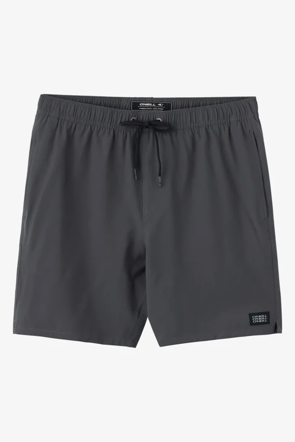 O’Neill Side Pockets^DIVERGENT ELASTIC WAIST LINED 17" SWIM TRUNKS GRAPHITE