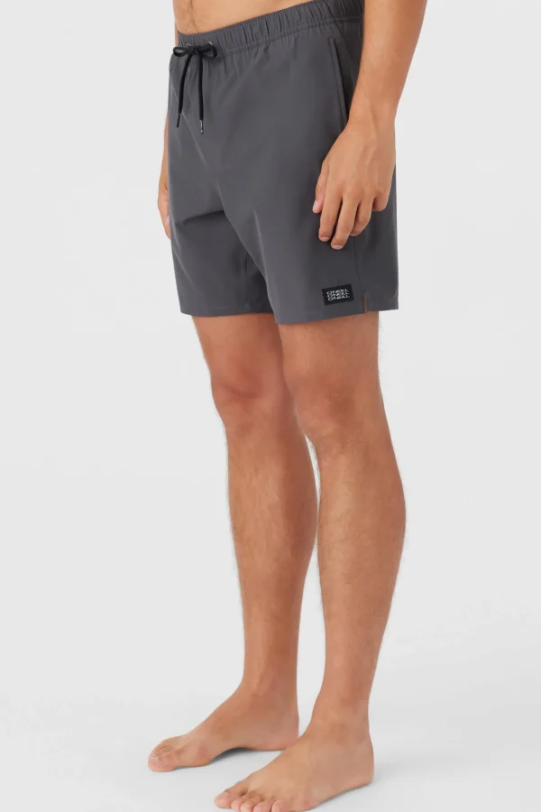 O’Neill Side Pockets^DIVERGENT ELASTIC WAIST LINED 17" SWIM TRUNKS GRAPHITE