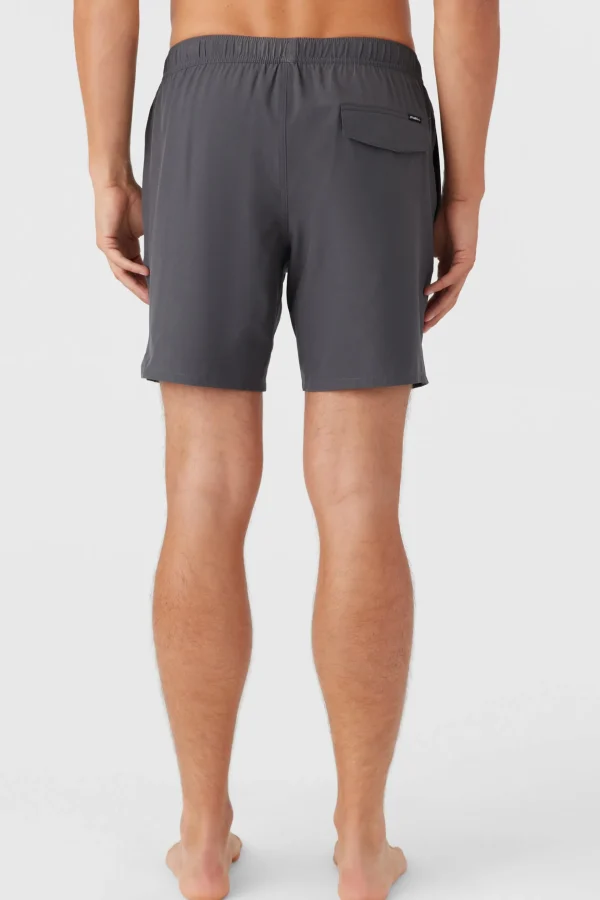 O’Neill Side Pockets^DIVERGENT ELASTIC WAIST LINED 17" SWIM TRUNKS GRAPHITE