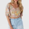 O’Neill Tops^DORIAN JANIS FLORAL TOP SILVER BLUE