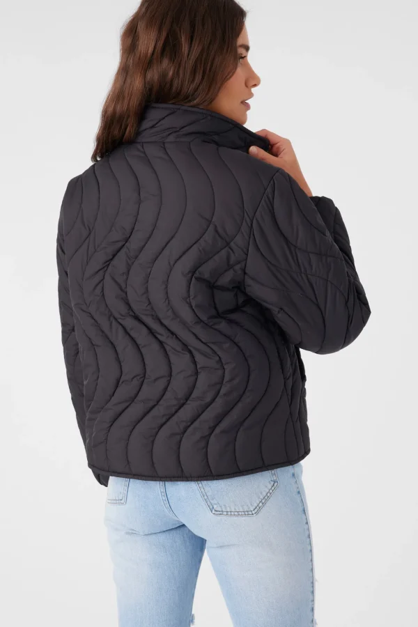 O’Neill Jackets^EDEN NYLON WAVE QUILTED ZIP JACKET BLACK