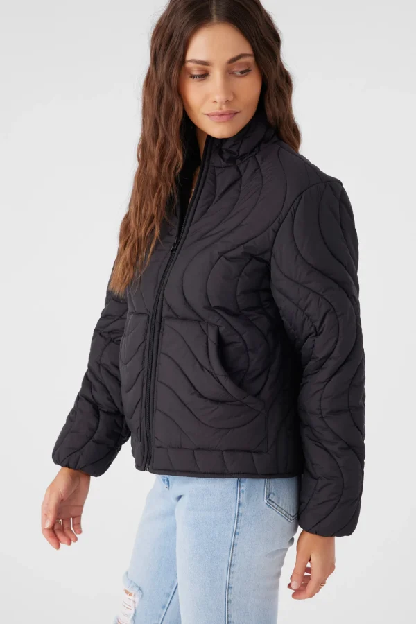 O’Neill Jackets^EDEN NYLON WAVE QUILTED ZIP JACKET BLACK