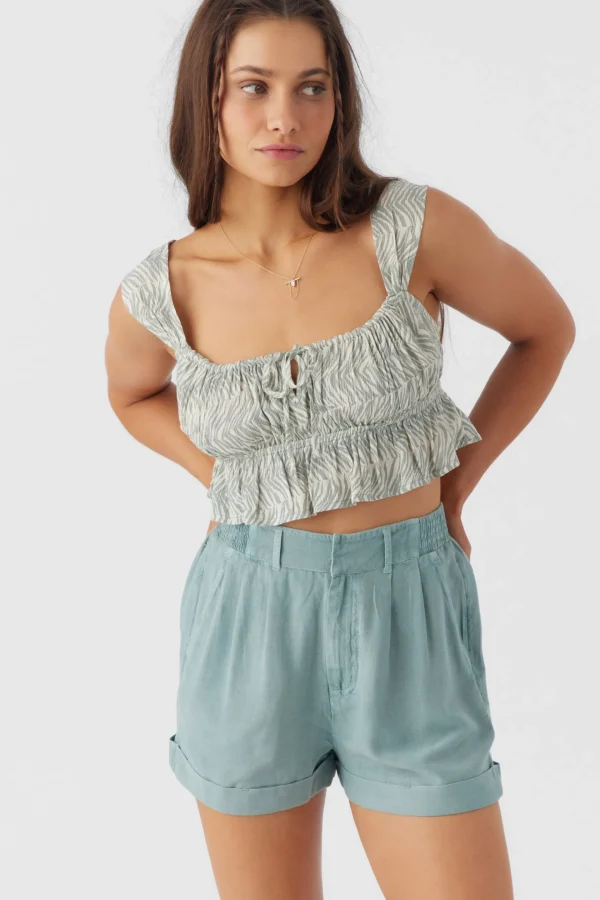 O’Neill Tops^GABBIE ZEBRA TEXTURE CROP TOP SILVER BLUE