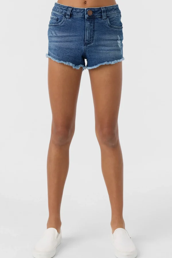 O’Neill Bottoms^GIRL'S AIDEN DENIM SHORTS BLUE GRASS WASH