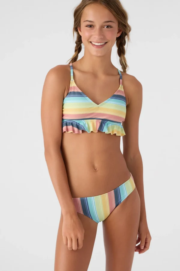 O’Neill Swim Sets | Swim Sets^GIRL'S BEACHBOUND STRIPE PEPLUM TRI-TOP & BOTTOMS MULTI CLR