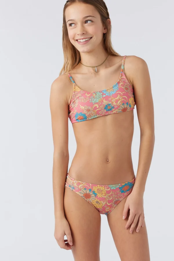 O’Neill Swim Sets | Swim Sets^GIRL'S BELIZE FLORAL SCOOP BRALETTE SWIM SET CORAL