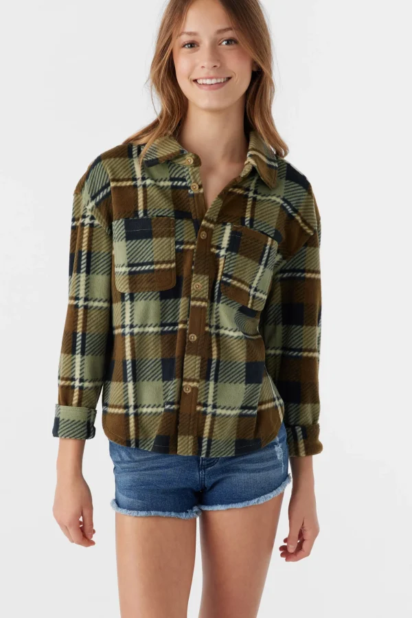 O’Neill Tops^GIRL'S BENNET SUPERFLEECE FLANNEL SHIRT LINT