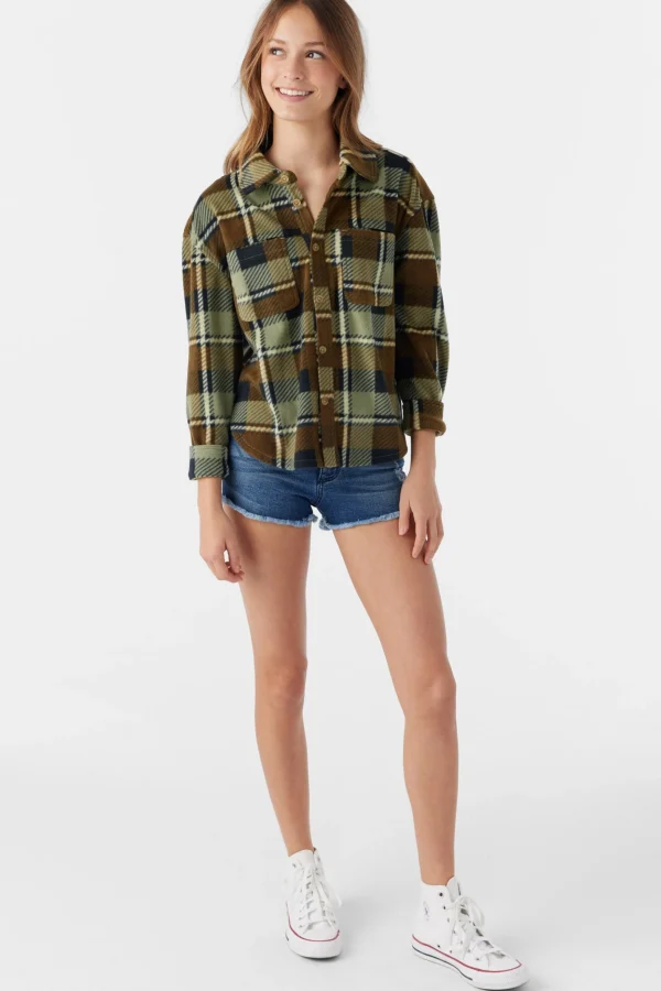 O’Neill Tops^GIRL'S BENNET SUPERFLEECE FLANNEL SHIRT LINT