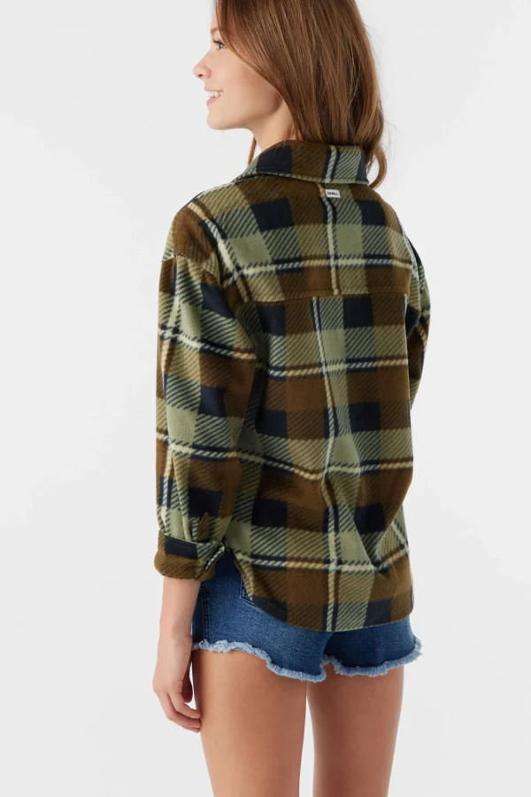 O’Neill Tops^GIRL'S BENNET SUPERFLEECE FLANNEL SHIRT LINT