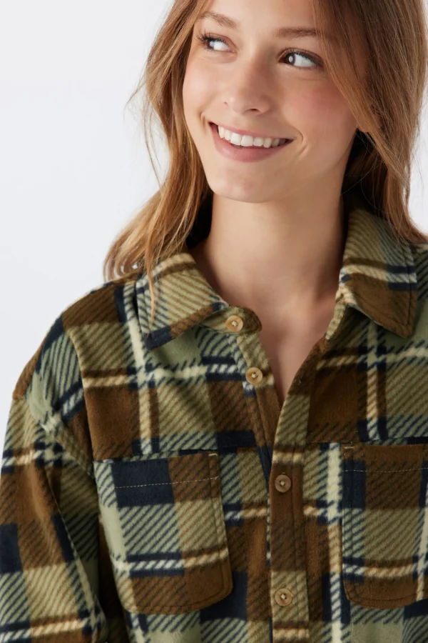 O’Neill Tops^GIRL'S BENNET SUPERFLEECE FLANNEL SHIRT LINT