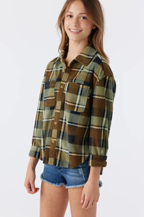 O’Neill Tops^GIRL'S BENNET SUPERFLEECE FLANNEL SHIRT LINT