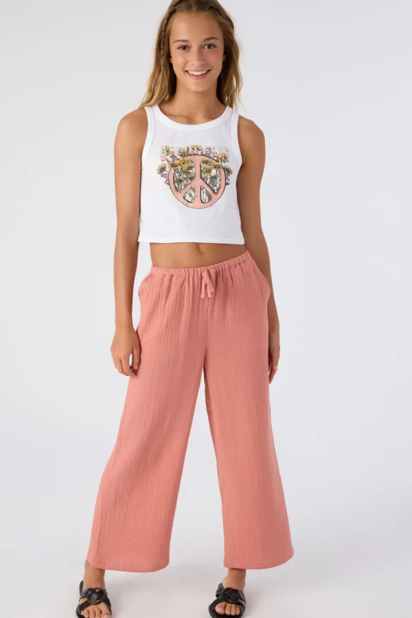 O’Neill Bottoms^GIRL'S BRENDITA CRINKLE DOUBLE GAUZE PANTS CANYON ROSE