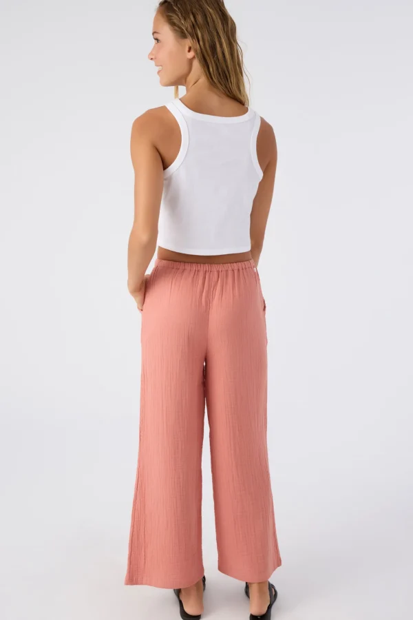 O’Neill Bottoms^GIRL'S BRENDITA CRINKLE DOUBLE GAUZE PANTS CANYON ROSE