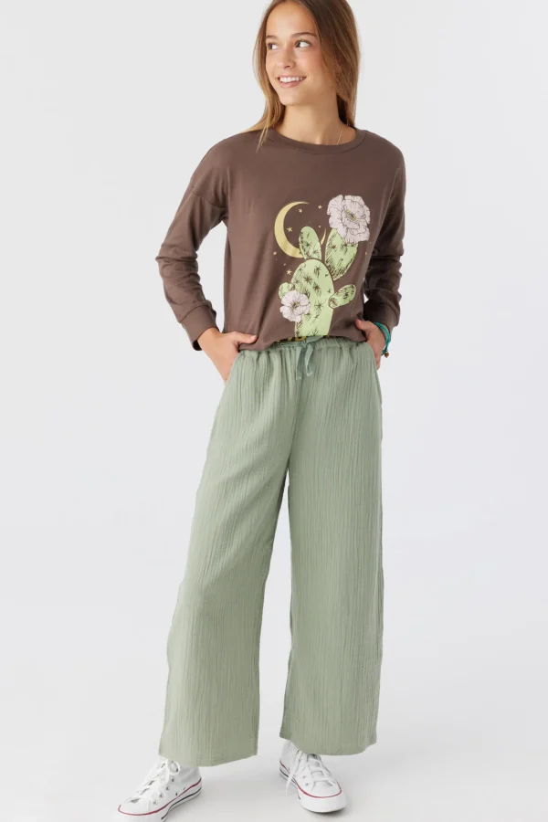 O’Neill Bottoms^GIRL'S BRENDITA CRINKLE DOUBLE GAUZE PANTS LILY PAD