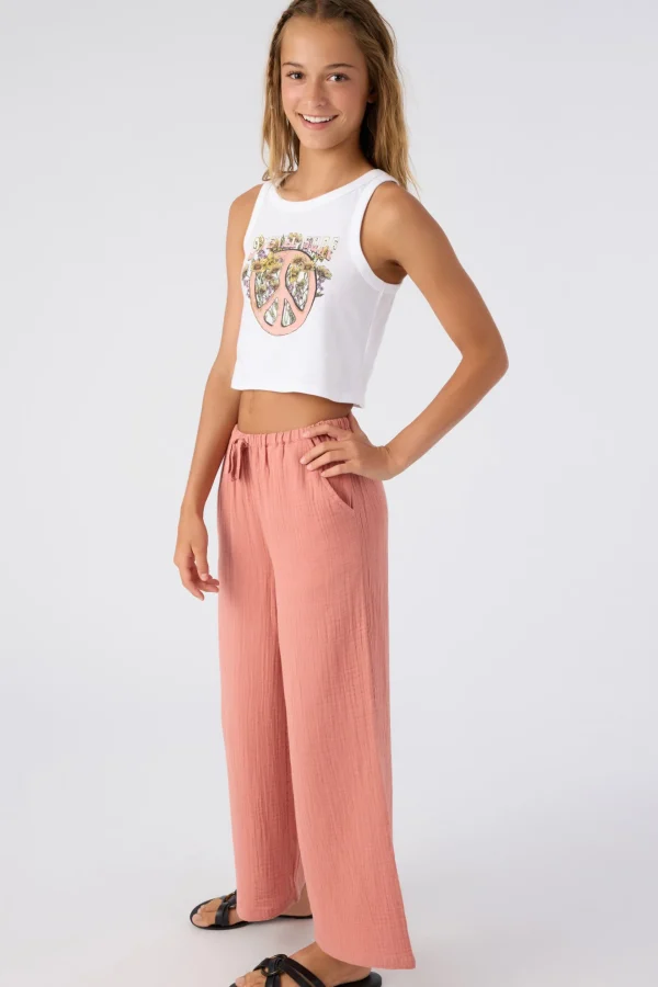 O’Neill Bottoms^GIRL'S BRENDITA CRINKLE DOUBLE GAUZE PANTS CANYON ROSE