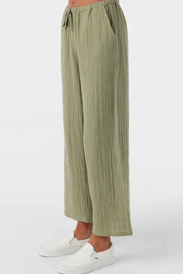 O’Neill Bottoms^GIRL'S BRENDITA CRINKLE DOUBLE GAUZE PANTS OIL GREEN