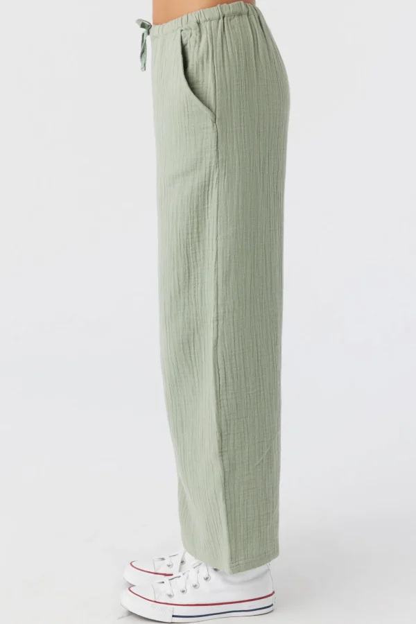 O’Neill Bottoms^GIRL'S BRENDITA CRINKLE DOUBLE GAUZE PANTS LILY PAD