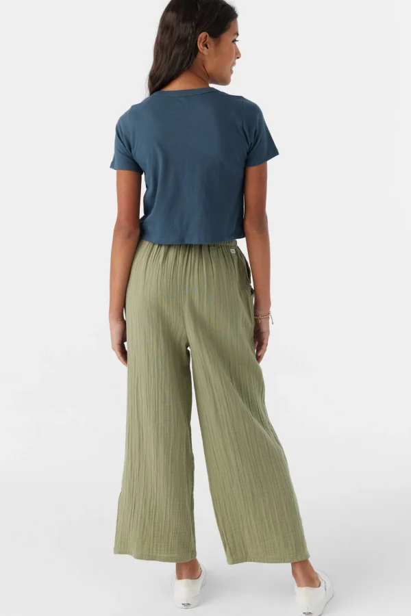 O’Neill Bottoms^GIRL'S BRENDITA CRINKLE DOUBLE GAUZE PANTS OIL GREEN