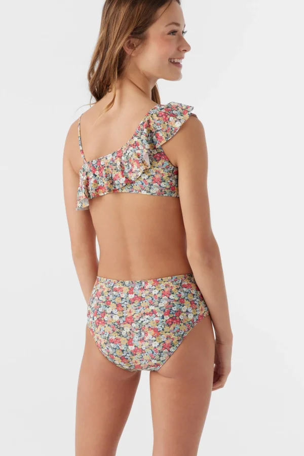 O’Neill Swim Sets | Swim Sets^GIRL'S EDEN DITSY ASYMM RUFFLE TOP SWIM SET MULTI CLR