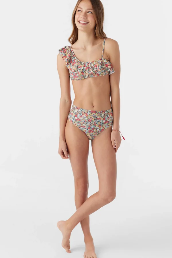 O’Neill Swim Sets | Swim Sets^GIRL'S EDEN DITSY ASYMM RUFFLE TOP SWIM SET MULTI CLR