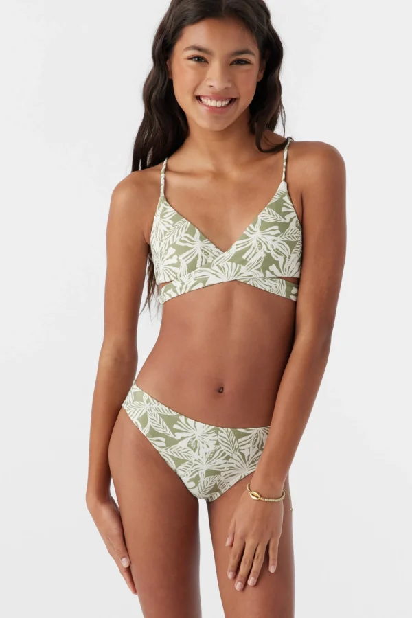 O’Neill Swim Sets | Swim Sets^GIRL'S HALFMOON TROPICAL WRAP TOP SET OIL GREEN