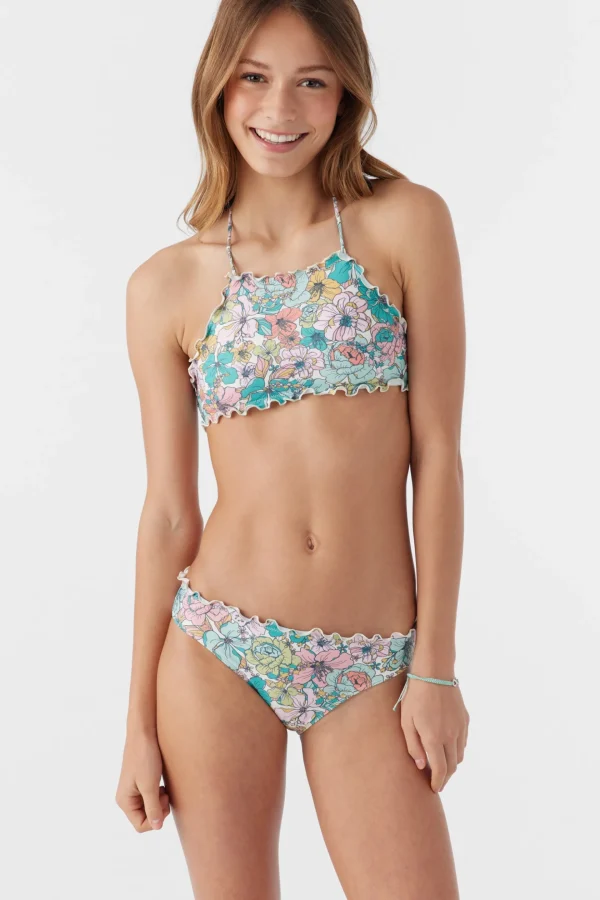 O’Neill Swim Sets | Swim Sets^GIRL'S JANIS FLORAL RUFFLE EDGE HIGH NECK SET MULTI CLR