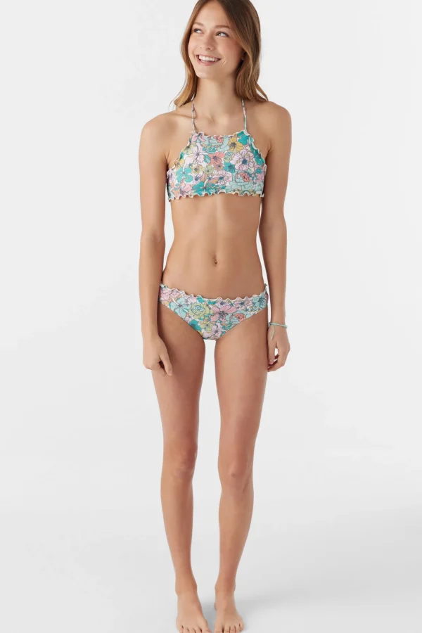 O’Neill Swim Sets | Swim Sets^GIRL'S JANIS FLORAL RUFFLE EDGE HIGH NECK SET MULTI CLR