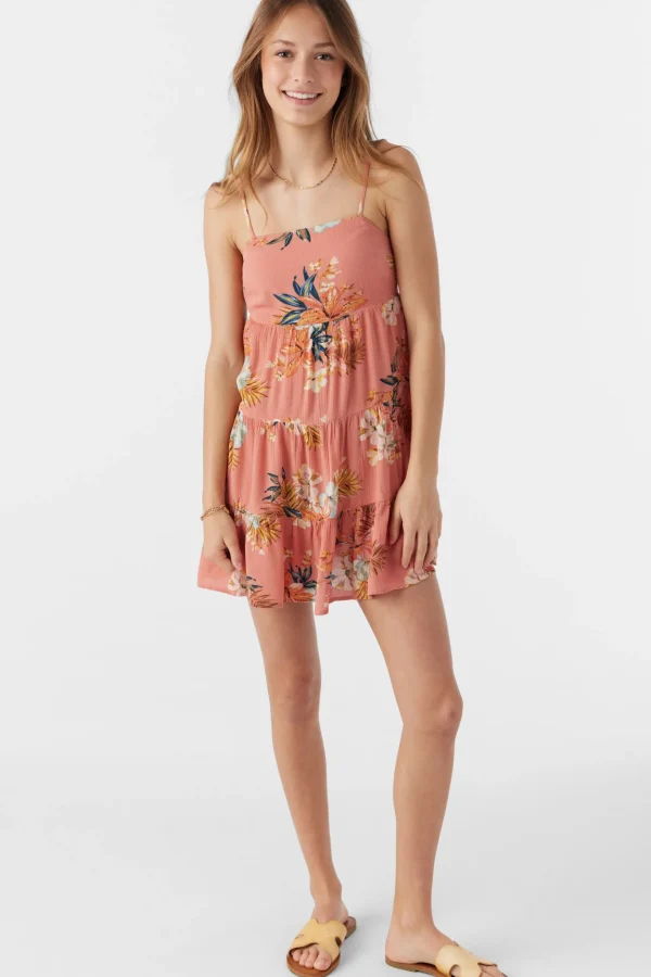 O’Neill Dresses^GIRL'S JILLIAN PUNTA TROPICAL TIERED DRESS CANYON CLAY