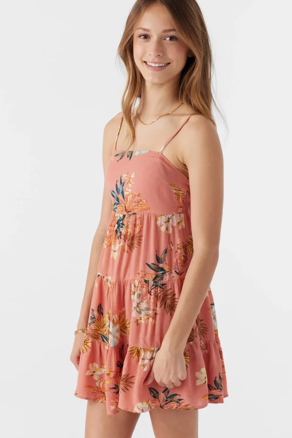 O’Neill Dresses^GIRL'S JILLIAN PUNTA TROPICAL TIERED DRESS CANYON CLAY