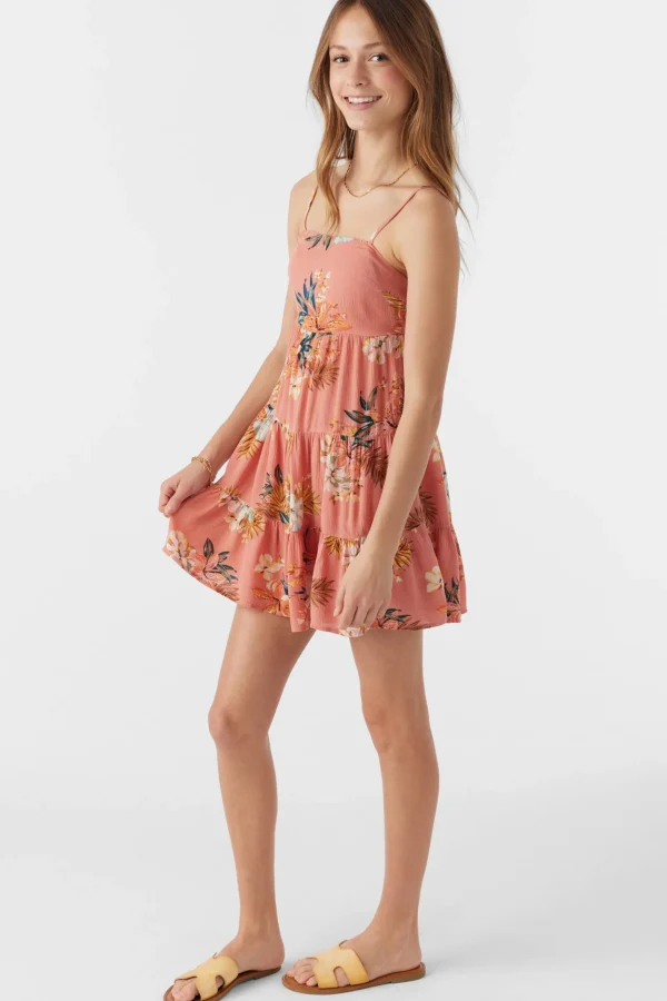 O’Neill Dresses^GIRL'S JILLIAN PUNTA TROPICAL TIERED DRESS CANYON CLAY