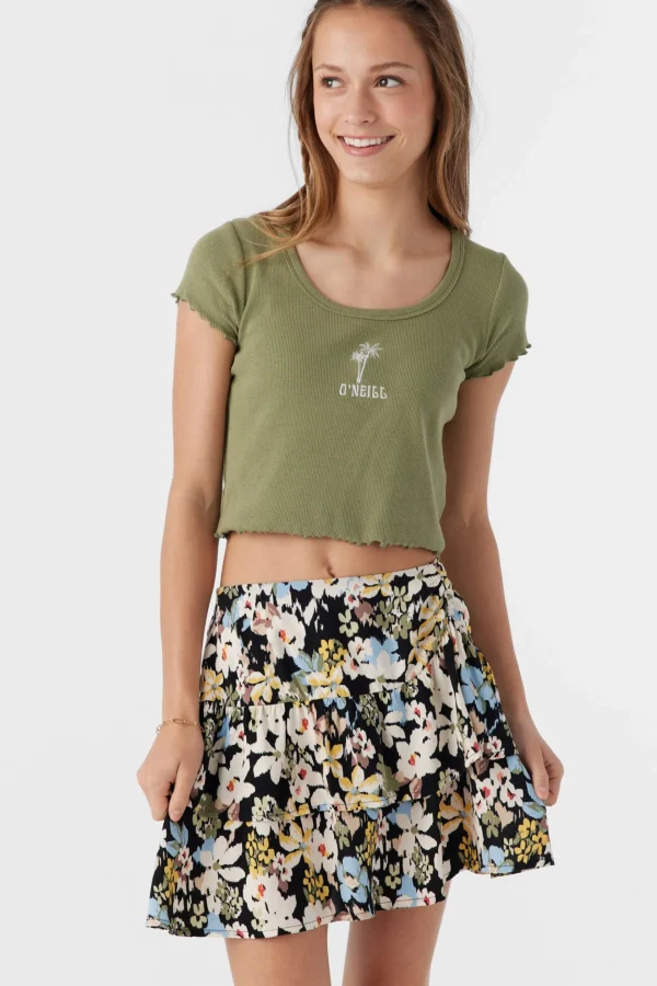 O’Neill Bottoms^GIRL'S JOANNA CAMDEN FLORAL TIERED SKIRT BLACK