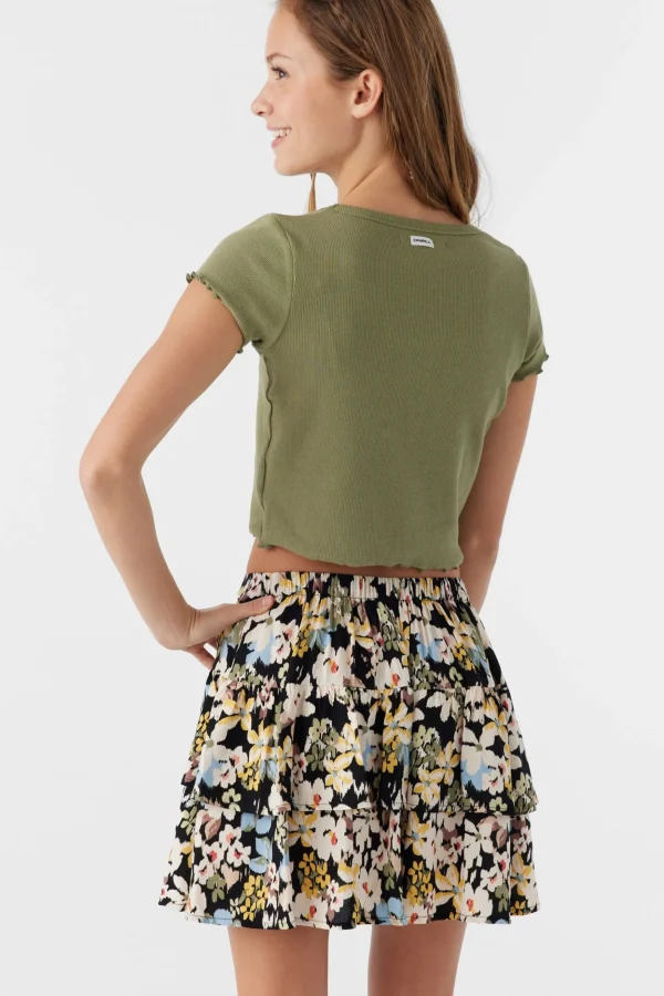 O’Neill Bottoms^GIRL'S JOANNA CAMDEN FLORAL TIERED SKIRT BLACK