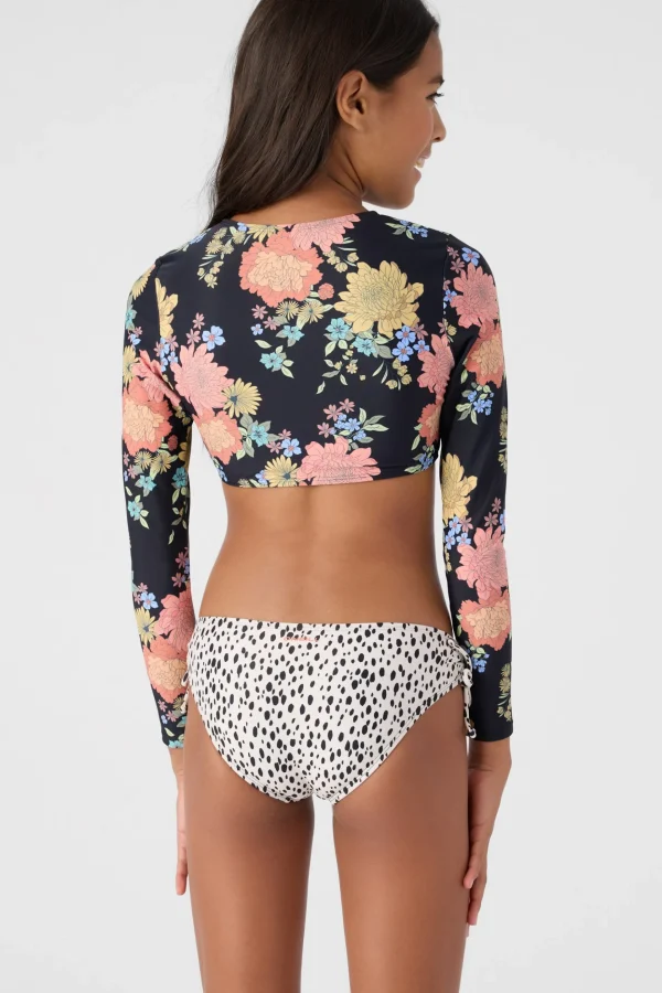 O’Neill Swim Sets | Swim Sets^GIRL'S KALI FLORAL LONG SLEEVE CROP TOP SWIM SET BLACK