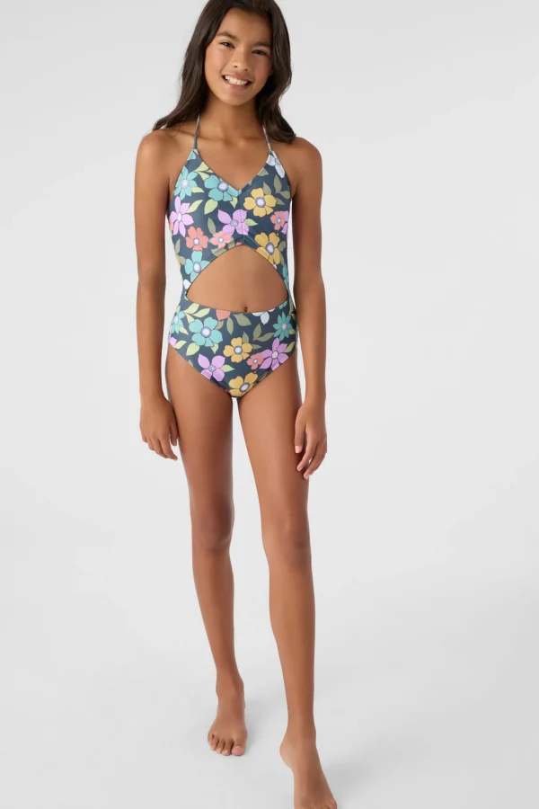 O’Neill One-Pieces | One Pieces^GIRL'S LAYLA FLORAL CINCHED ONE-PIECE SLATE