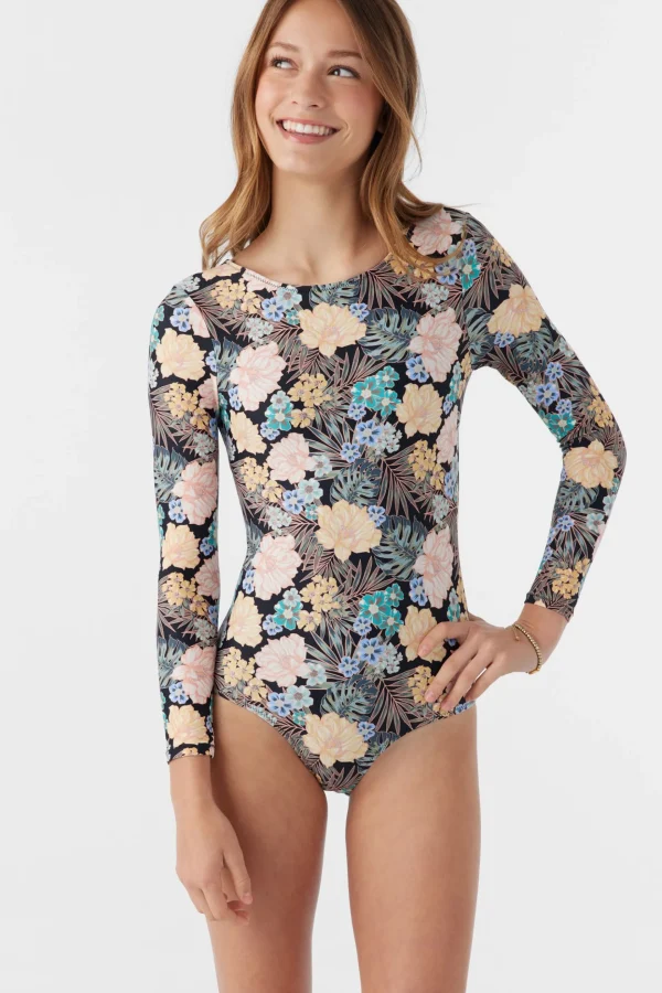 O’Neill One-Pieces | One Pieces^GIRL'S MACAW TROPICAL TWIST BACK SURF SUIT BLACK