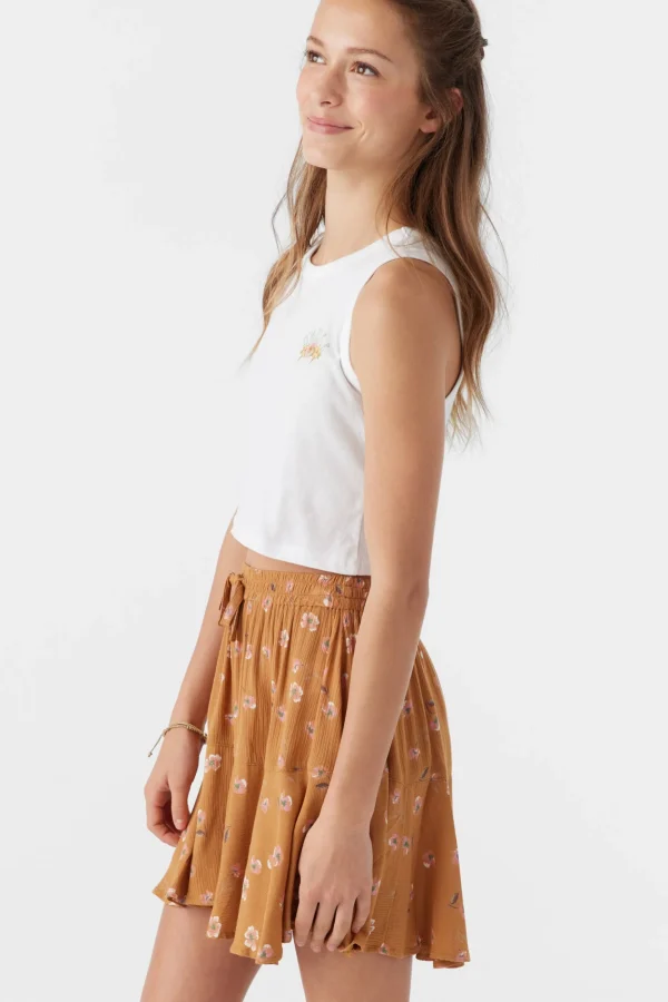 O’Neill Bottoms^GIRL'S MATTIE KIRA FLORAL SKIRT BROWN SUGAR