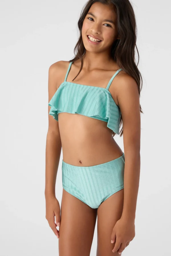 O’Neill Swim Sets | Swim Sets^GIRL'S MIZI METALLIC RIB RUFFLE BRALETTE SWIM SET CANTON