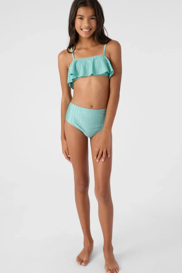 O’Neill Swim Sets | Swim Sets^GIRL'S MIZI METALLIC RIB RUFFLE BRALETTE SWIM SET CANTON