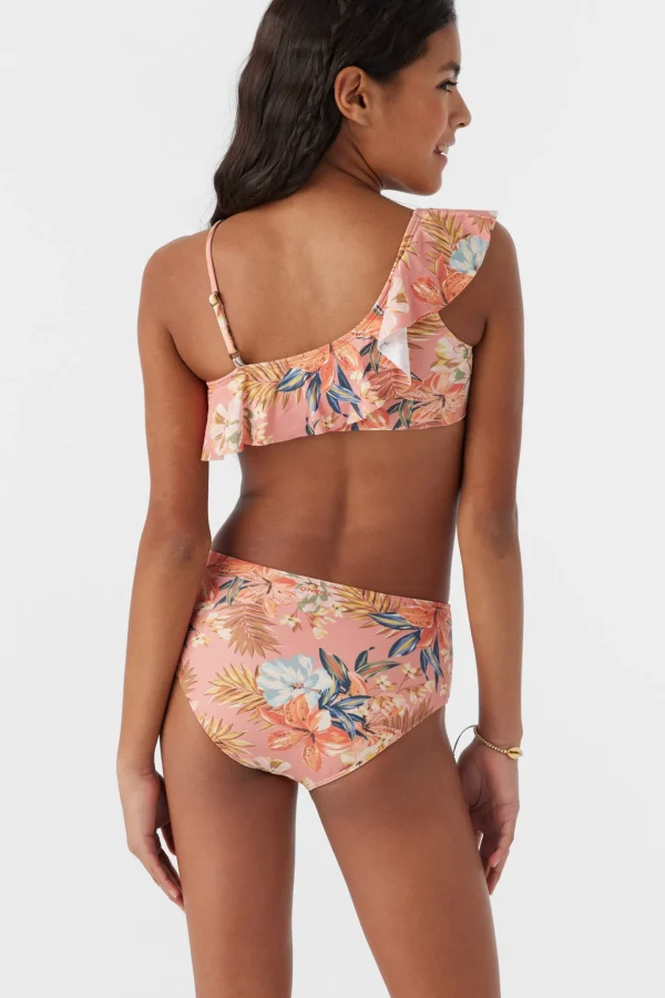 O’Neill Swim Sets | Swim Sets^GIRL'S PUNTA TROPICAL ASYMM RUFFLE BANDEAU TOP SET CANYON CLAY