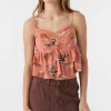 O’Neill Tops^GIRL'S RAYA PUNTA TROPICAL RUFFLE TANK TOP CANYON CLAY