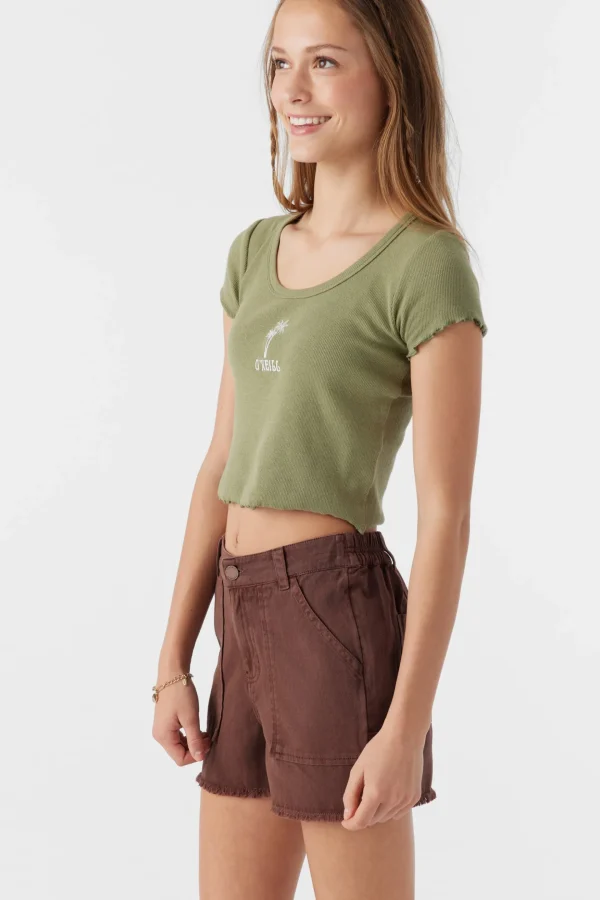 O’Neill Tops^GIRL'S SAMMIE EMBROIDERY PALMS TEE OIL GREEN