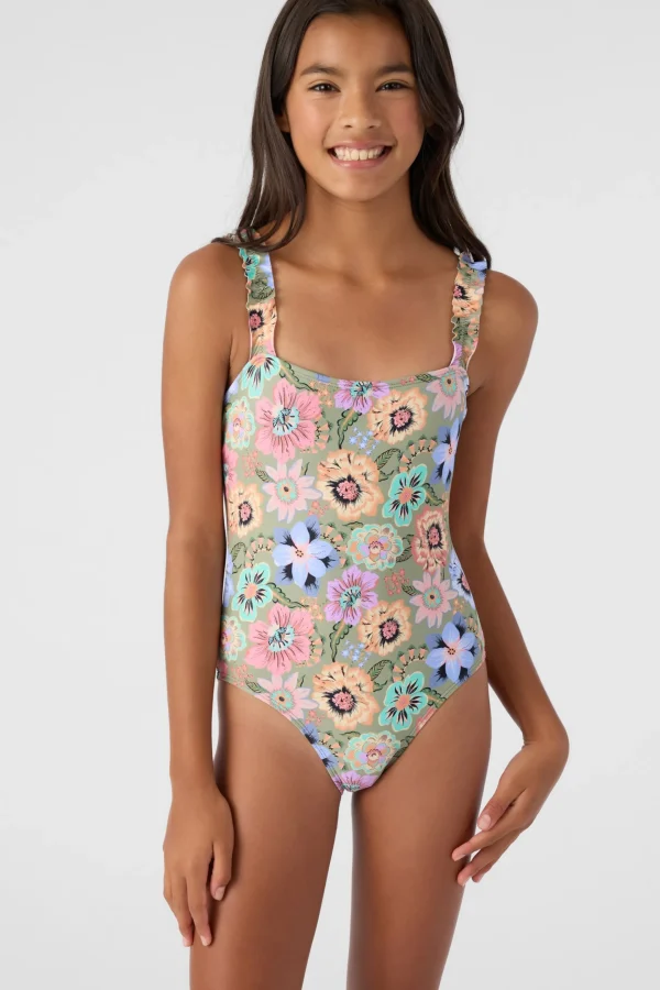 O’Neill One-Pieces | One Pieces^GIRL'S TALITHA FLORAL RUFFLE ONE-PIECE OIL GREEN