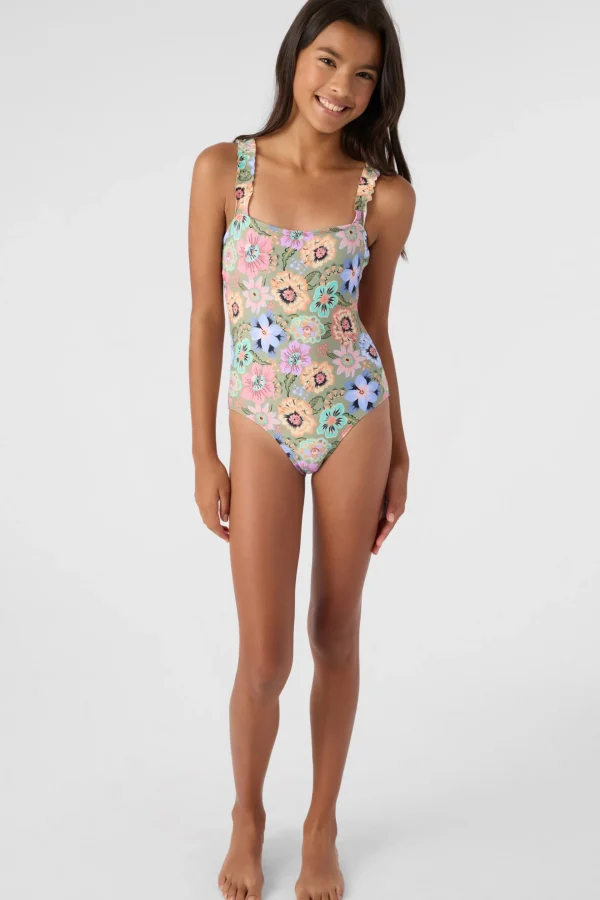 O’Neill One-Pieces | One Pieces^GIRL'S TALITHA FLORAL RUFFLE ONE-PIECE OIL GREEN