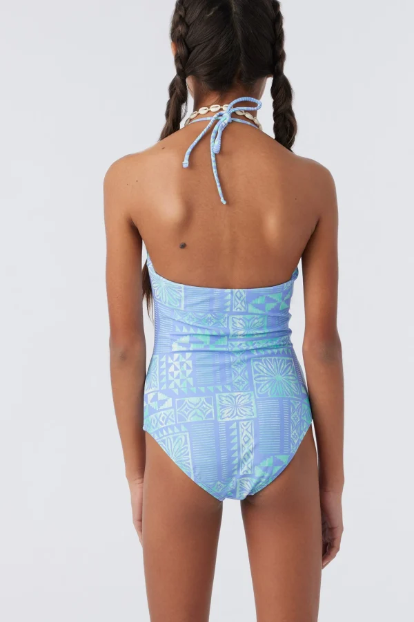 O’Neill One-Pieces | One Pieces^GIRL'S WINONA TILE CINCHED ONE-PIECE PERIWINKLE