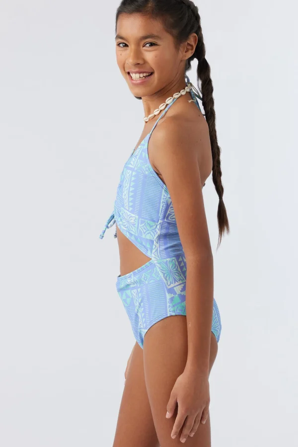 O’Neill One-Pieces | One Pieces^GIRL'S WINONA TILE CINCHED ONE-PIECE PERIWINKLE