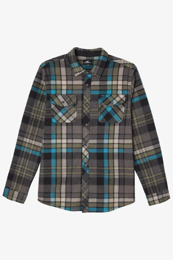 O’Neill Shirts & Flannels^GLACIER PLAID SUPERFLEECE SHIRT GREY